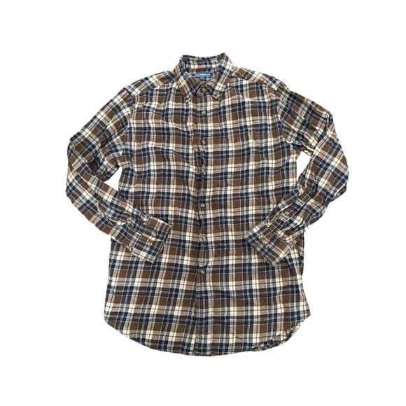 Croft and Barrow Women’s Sz S Brown Plaid Flannel Long Sleeve Button Up Shirt - Picture 1 of 5